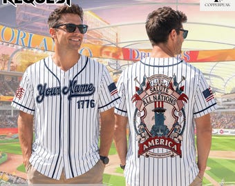 Disney But Mostly America Baseball Jersey, Patriotic Sam Eagle Muppets July 4th Fireworks Celebration, Us Flag, Disney World Baseball Jersey