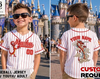 Disney Mulan Mushu Baseball Jersey, Disneyland Baseball Team Gift For Disney Fans, Disney Family Matching Trip Outfits
