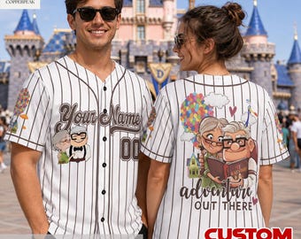 Custom Carl and Ellie Up Movie Baseball Jersey, Disney Up Movie Jersey Shirt, Carl and Ellie Up Movie, Disney Vacation Trip Shirt