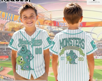 Custom Disney Monster Inc James Sullivan Cyan Simple Baseball, Personalized Baseball Team Jersey, Birthday Gift for Monster Inc Fans Family