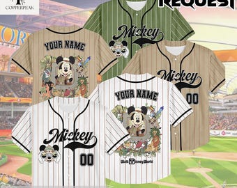 Personalized Mickey Mouse Safari Baseball Jersey, Custom Disney Animal Kingdom Mickey & Friends Jersey, Disneyland Safari Family Trip Shirt