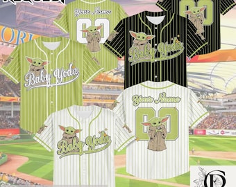 Personalized Baby Yoda Collection Baseball Jersey, Custom Star Wars Team Jersey, Baseball Team Outfit, Matching Family Shirt