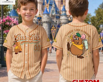 Camiseta de béisbol personalizada de Gus Gus Cenicienta, camiseta de la película de Disney Cenicienta, camiseta a juego de Gus Jaq para el viaje familiar a Disney.