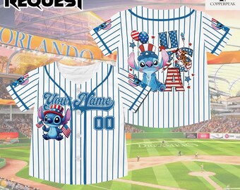 Custom Disney Cute Stitch 7th July Jersey Baseball Jersey, Gift for Kids, Disney Birthday Gift, Gift For Baseball Fans