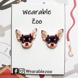Black and tan chihuahua earrings | chihuahua jewelry | pet dog accessory gift cute