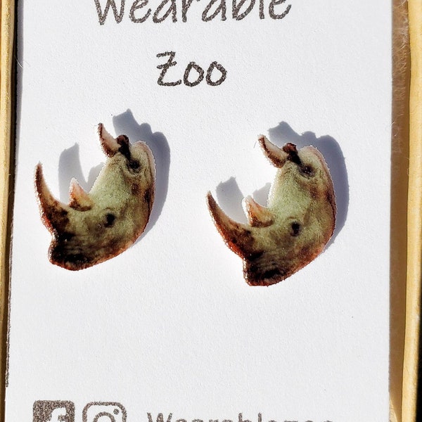 Rhino earrings | rhino jewelry | wildlife nature african white rhino zookeeper gift accessory