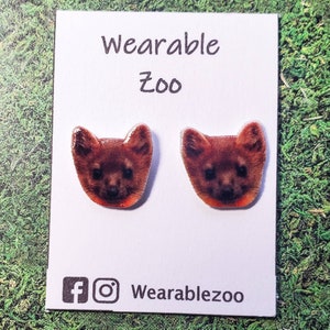 Pine Marten earrings, pine Marten jewelry, weasel, cute animal lover gift