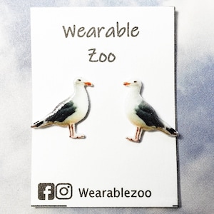 Seagull earrings, gull jewelry, seabird, ocean Beach bird gift