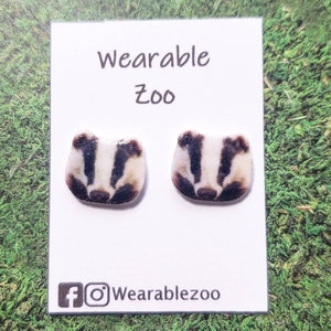 European badger earrings, badger jewelry, british wildlife, europe, gift, cute wildlife
