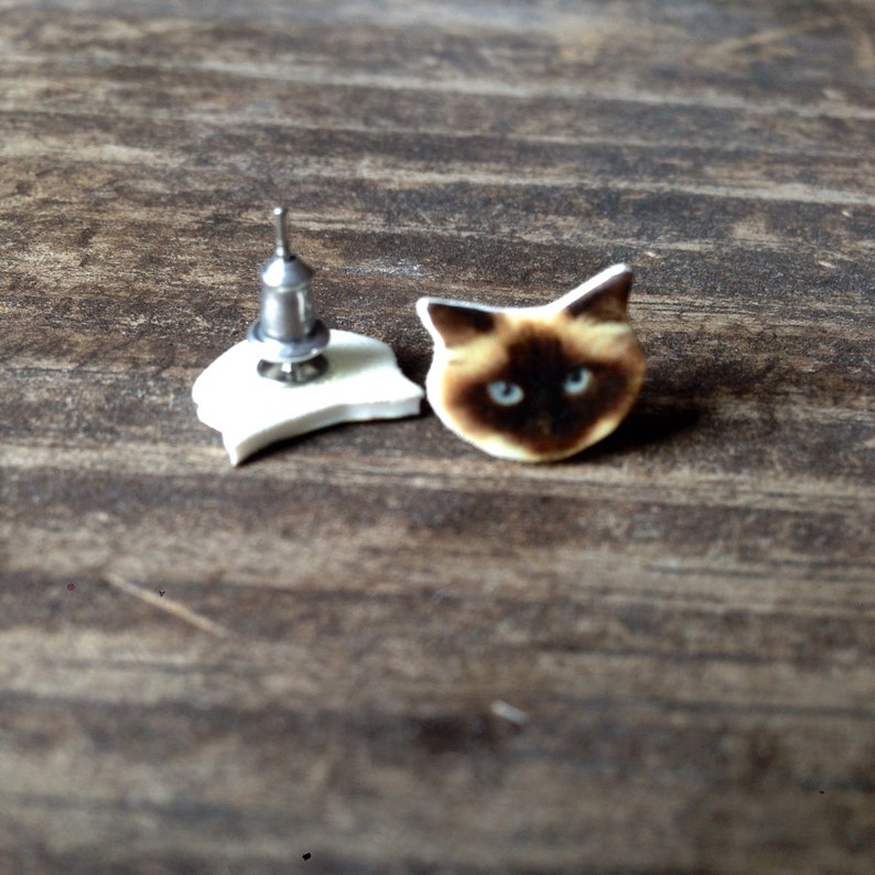 Himalayan earrings cat feline jewelry longhair post stud image 4