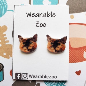 Tortoiseshell cat earrings | tortoiseshell cat jewelry | tortie cat gift kitty