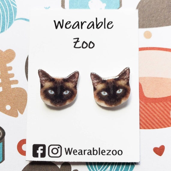 Siamese shop cat earrings