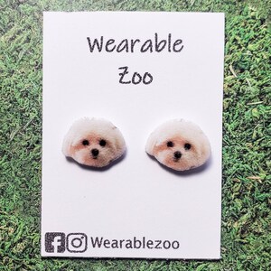 Maltese dog earrings | maltese jewelry | white dog pet gift