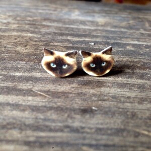 Himalayan earrings cat feline jewelry longhair post stud image 2