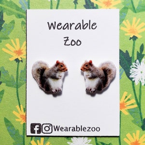 Gray squirrel earrings jewelry wildlife wild animal nature gift