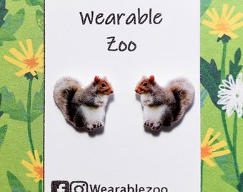 Gray squirrel earrings jewelry wildlife wild animal nature gift