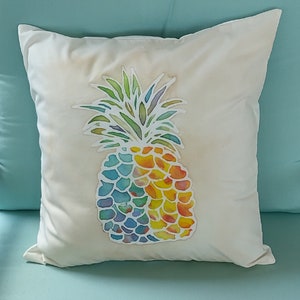 Decorative Pillow Cover, Pineapple Pillow, Summer Pillow Cover, Lite-Weight Cotton Pillow Cover, Batik Pillow Cover, 18&quot; Pillow Cover