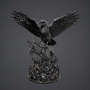 Gothic Raven Sculpture STL File | Dark Academia Crow 3D Print Decor (Digital Download)