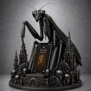 Gottesanbeterin Telefon Halter STL, Gothic Telefon Halter STL, Dark Fantasy Schreibtisch Dekoration, 3D Druck Smartphone Dock, Digital Download