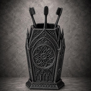 Gothic Coffin Toothbrush Holder | 3D Printed Bathroom Decor | Horror Bathroom Accessory