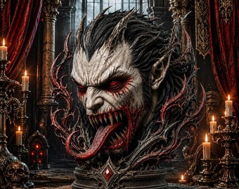 Busto de demonio STL, cabeza de monstruo para impresión 3D, estatua de fantasía oscura, criatura gótica STL, escultura de terror, modelo imprimible en resina
