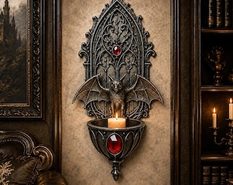 Gothic Bat Wall Sconce, 3D Printed Candle Holder, Dark Fantasy Decor, Medieval Wall Accent, Witchy Gothic Home Decor