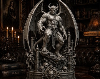Demon Lord STL, Winged Demon Statue STL, Dark Fantasy 3D Print File, Gothic Devil Resin Model, Collectible Figure