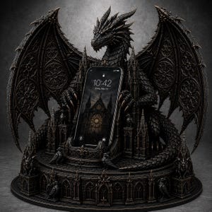 Dragon Phone Stand STL File, Fantasy Desk Decor, 3D Print Mobile Holder (Digital Download)
