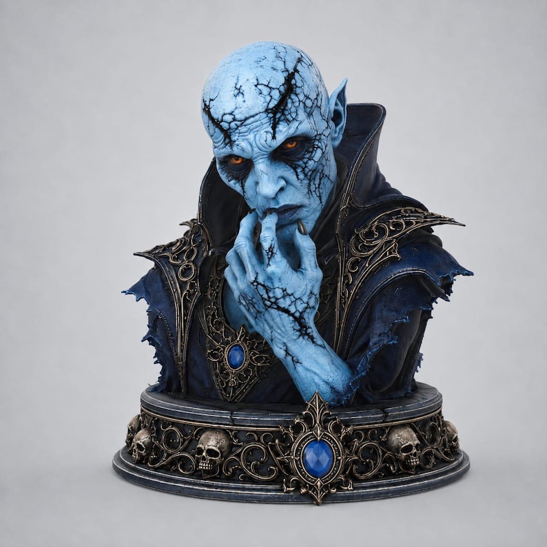 Vampire Bust STL, Dark Elf 3D Print, Gothic Fantasy Statue, Undead Character STL, Horror Bust, Resin Printable Model, Fantasy Sculpture