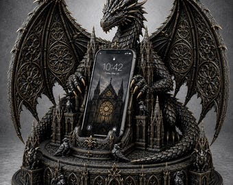 Dragon Phone Stand STL File, Fantasy Desk Decor, 3D Print Mobile Holder (Digital Download)