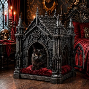 Gothic Cathedral Cat House STL | Medieval Fantasy Pet Shelter (Digital Download)