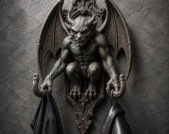 Gargoyle Wall Hook STL | Gothic Coat Hook 3D Print File | Medieval Gargoyle Wall Decor | Dark Fantasy Hanger