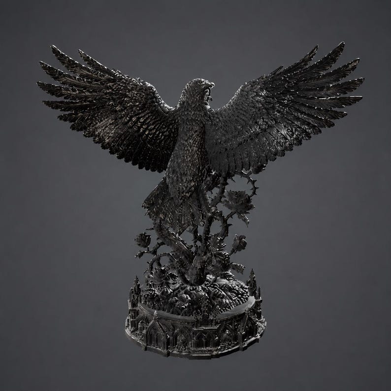 Gothic Raven Sculpture STL File | Dark Academia Crow 3D Print Decor (Digital Download)