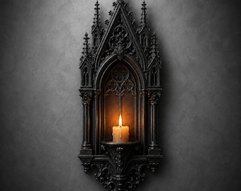 Gothic Candle Holder Sconce | Dark Fantasy Victorian Decor (Digital Download)