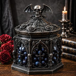 Gothic Bat Wing Skull Urn | 3D Printable Memorial Box (STL File)