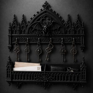 Gothic Gargoyle Schlüsselhalter STL, Kathedrale Wandhalter, Dark Fantasy Post Regal, Gothic Dekor 3D Druckdatei