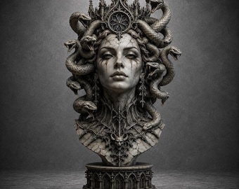 Medusa Head Bust STL File • Mythology Sculpture, Gothic Decor (3D Print Download)