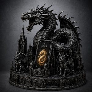 Gothic Dragon Phone Holder STL, Fantasy Desk Decor, 3D Print Mobile Dock (Digital Download)