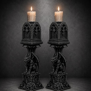 Gothic Gargoyle Gravestone Candle Holder | Vegan Resin Decor (STL Download)