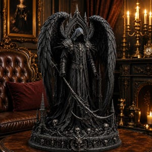 Ángel de la Muerte STL, Estatua de la Parca, Escultura de Arcángel Oscuro, Archivo de Impresión 3D Gótico