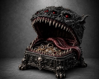 Monster Jewelry Box STL, Mimic Chest, Gothic Horror Storage Box 3D Print File