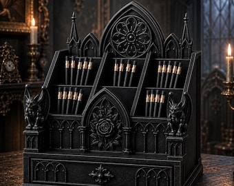 Gothic Cathedral Desk Organizer STL | Gargoyle Pen Holder Digital Download, Medieval Decor, Fantasy Office Organizer, Gothic Pen Stand