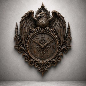 Gothic Eagle Clock STL, 3D Relief Model, CNC Carving File (Digital Download)