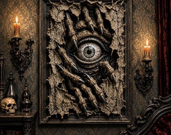 Creepy Monster Eye Wall Art STL | Horror Wall Plaque | Gothic Eyeball Sculpture | Halloween Decor | 3D Printable STL File