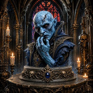 Vampierbuste STL, Donkere Elf 3D-print, Gotisch fantasiebeeld, Ondode personage STL, Horrorbuste, Printbaar harsmodel, Fantasiesculptuur