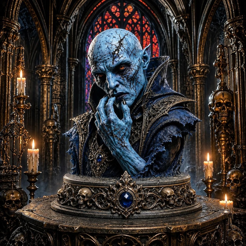 Vampire Bust STL, Dark Elf 3D Print, Gothic Fantasy Statue, Undead Character STL, Horror Bust, Resin Printable Model, Fantasy Sculpture