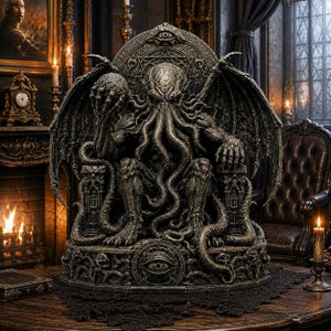 Estatua de demonio tentacular cósmico, escultura gótica de terror cósmico (archivo STL imprimible en 3D)