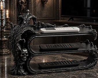 Gothic Remote Control Holder | Skull TV Remote Organizer | Dark Fantasy Home Decor | Gaming Room Desk Organizer | Digital STL File