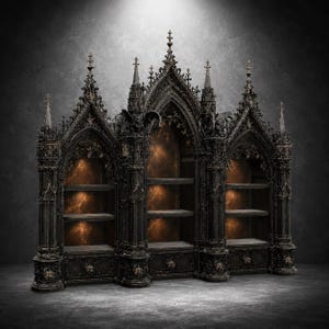 Gothic Cathedral Desk Shelf Triptych – STL File (Digital Download)