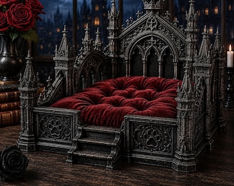 Gothic Cathedral Pet Bed STL | Luxury Dog & Cat Throne 3D Printable | Medieval Castle Pet Furniture